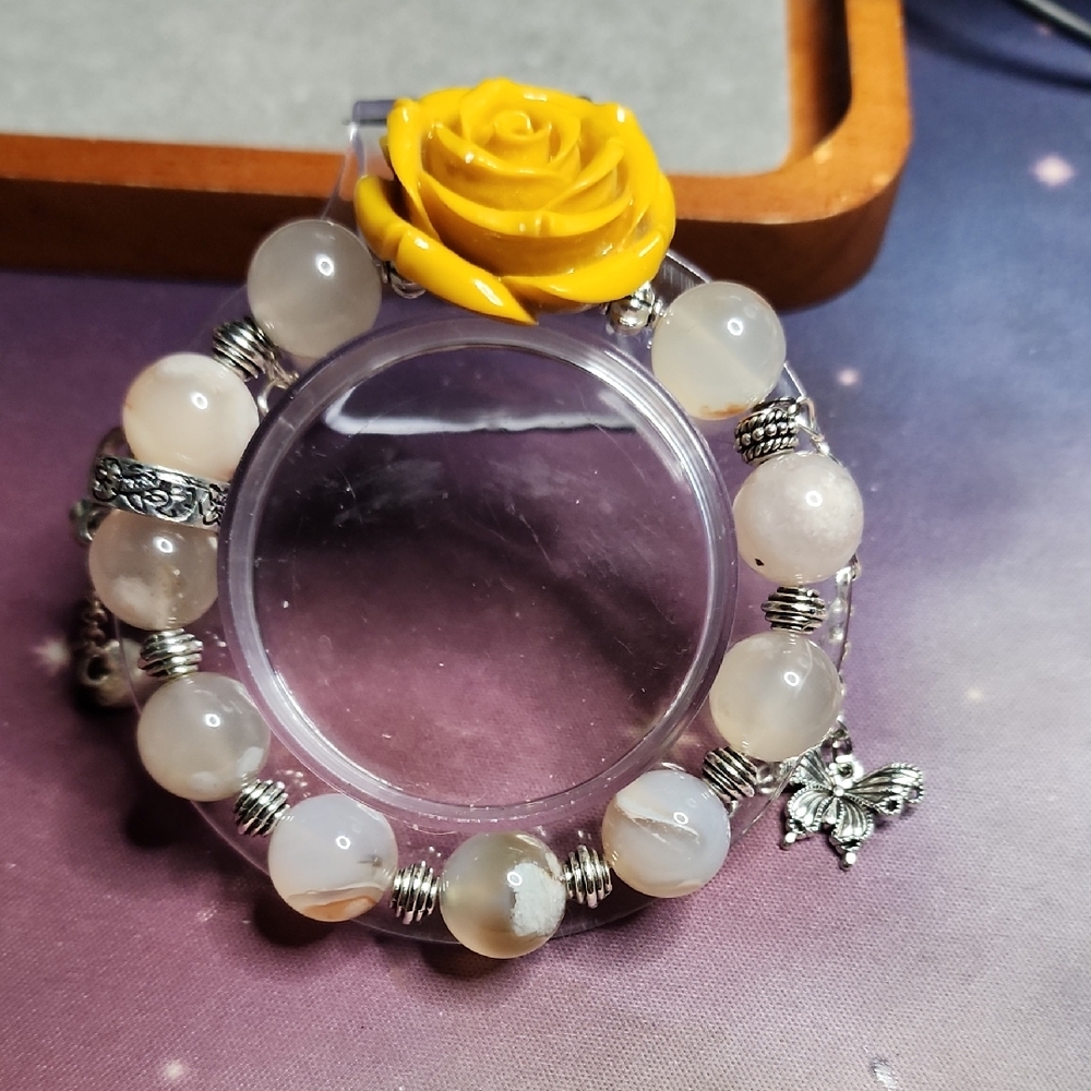 Yellow Rose Beaded Bracelet